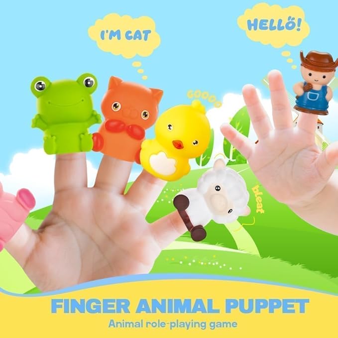 Farm Animals Train with 11 Finger Puppets, 10 Barns with Keys, Counting, Matching, Sorting Montessori Learning Toy for Toddlers 1 2 3 4 Years Old, Educational Birthday Gift for Boys Girls Kids, 36PCS