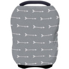 Nursing Carseat Canopy Breastfeeding Cover - Multi-use Stretchy Car Seat Covers for Babies, Baby Shower Gifts (Grey Arrows)
