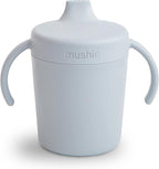 mushie Trainer Sippy Cup | Made in Denmark | Leak Resistant Twist-Off Lid & Handles | 6 Months + (Cloud)