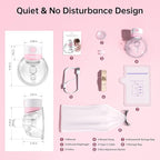 TSRETE Breast Pump, Double Wearable Breast Pump, Electric Hands-Free Breast Pumps with 2 Modes, 9 Levels, LCD Display, Memory Function Rechargeable Double Milk Extractor-27mm Flange, Pink