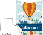 Personalized Baby Crib Bedding Set, Custom Name Hot Air Balloon Pattern Nursery Bedding Set 3 Pcs, Baby Blanket Fitted Crib Sheet Changing Pad Cover, Personalized Nursery Decor Gift for Newborns Boys