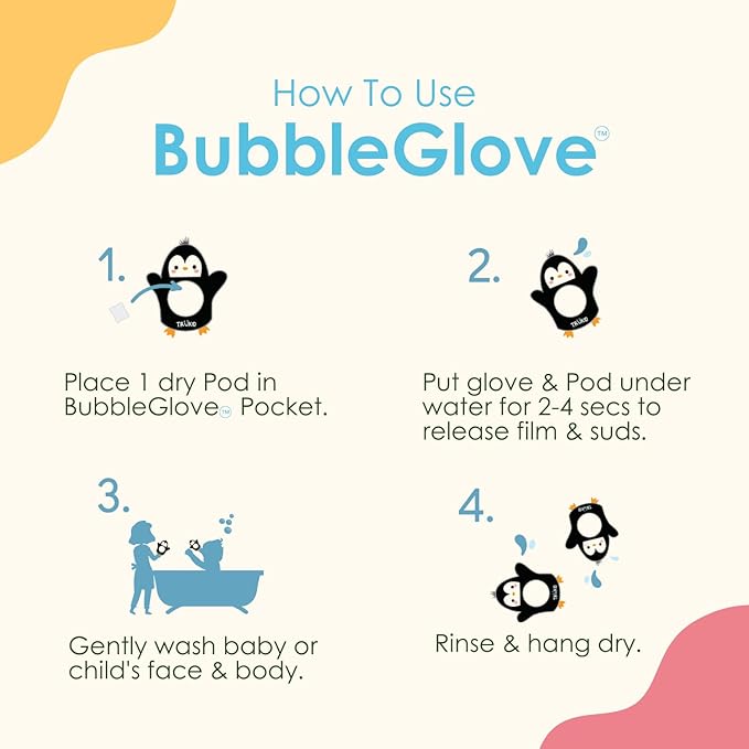 TruKid Unscented Bubble Podz & BubbleGlove Set – Fragrance-Free Pods and 2 Wash Gloves for Gentle Bathing
