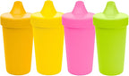 Re-Play Sippy Cups for Toddlers - 10 Oz. Reusable Spill Proof Cups for Kids, Dishwasher/Microwave Safe - Made in USA - Set of 4-3.13" x 6.25" - Citrus