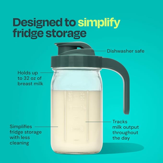 Willow - Go Double Hands Free Breast Pump w/Milk Bags and Glass Milk Pitcher Bundle