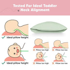 KeaBabies Toddler Pillow with Pillowcase, Jumbo 14X20 - Soft Organic Cotton Toddler Pillows for Sleeping - Machine Washable - Perfect for Travel, Toddler Bed Set (Sage)