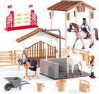 Peagrav Horse Stable Playset with Rider & Horses - Toy Figures for Boys & Girls, Ages 3-8