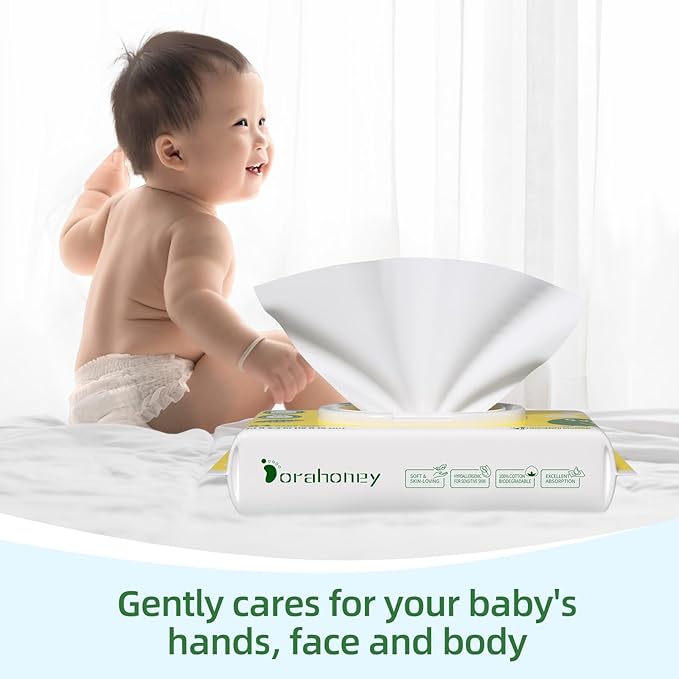 100% USA Cotton Baby Wipes for Sensitive Skin, 99% Purified Water Unscented Wet Wipes, Hypoallergenic & Plastic-Free, 768 Count (12 Flip-Top Packs of 64)