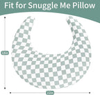 SWESEN Muslin Nursing Pillow Cover, Soft Removable Cover for Breastfeeding Pillows, Pillow Slipcover for Baby Boys and Girls, Comfortable & Breathable, Green Plaid, (Only Cover)