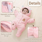 XIFAMNIY Newborn Fleece Footie Jumpsuit Hooded Warm Thicken Winter Outwear Snowsuit for Baby Girls and Boys