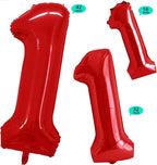 GOER Red Foil Balloons Number 1,Huge Number Balloons for 1st Birthday Party Supplies Anniversary Decorations (3 pcs,42 inch,32 inch,16inch)