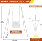 FUNLIO 2 in 1 Swing Set for Toddler & Baby Jumper, Heavy Duty Kids Swing & Bouncer with 4 Sandbags, Foldable Metal Stand for Indoor/Outdoor Play, Easy to Assemble and Store - White