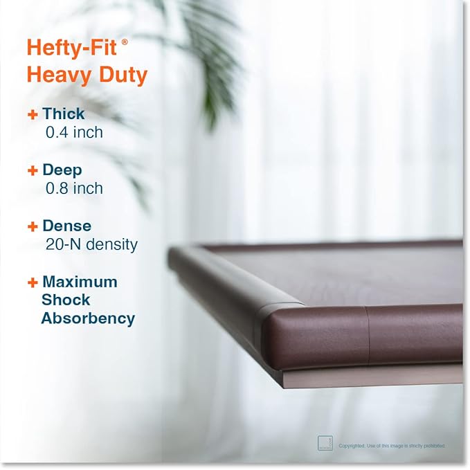 Roving Cove HeftyFit Corner Protector for Baby (8 Large Corners), Heavy-Duty Soft Rubber Foam Furniture Corner Bumper Guards, 3M Adhesive Pre-Taped, Coffee Brown