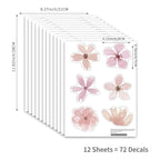 YouRfocus Daisy Wall Decals | 72 PCS Boho Flower Stickers for Girls' Rooms, Playrooms, and Nurseries | Dual Layer Print for High Coverage | Removable Peel and Stick Wall Decor (Pink-A) | 12 Sheets