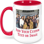 Personalized Coffee Mug, Custom Photo Text 15 Oz Ceramic Mug, Customized Picture Name Tea Cup, Unique Gift Idea, Taza Cafe Personalizadas Fotos, Cute Custom Gifts Mom Women Men, Mother's Day, Red