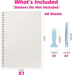 Reusable Sticker Book 60 Sheets, Sticker Collecting Book Album, Reusable Sticker Album,Sticker Organizer,Blank Sticker Book for Adults Children,Sticker Keeper Book with Tweezer and Spatula,A5