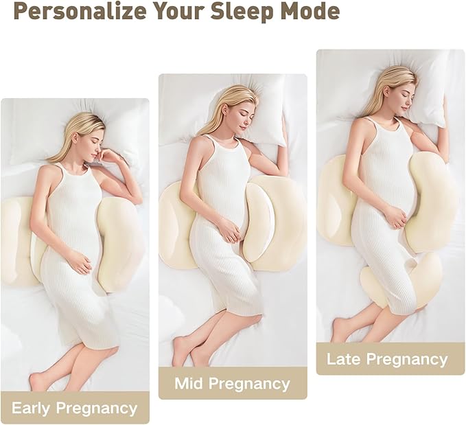 Pregnancy Pillow for Sleeping, Portable Maternity Pillow Double-Side, Belly, Hip, Back Support for Pregnant Women, Maternity Wedge Pillow for Reducing Pregnancy Fatigue- Detachable & Washable