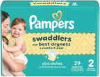 Pampers Swaddlers Diapers, Size 2 (10-22 lbs), 29 Count, Absorbent, Keeps Baby Dry and Comfortable, Skin Safe Disposable Baby Diaper (Packaging May Vary)
