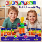 48PCS Magnetic Building Blocks – Montessori Inspired STEM Building Cubes for Kids – Educational Toys for Toddlers & Preschoolers Colorful Safe & Durable Magnet Cubes for Creative Learning