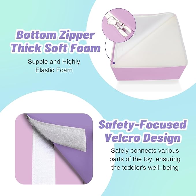 6-Piece Foam Climbing Blocks for Toddlers: Colorful Climbing Gym PU Leather Baby Foam Building Blocks Indoor Toy