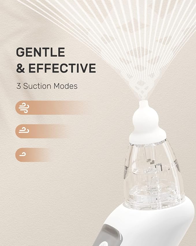 HEYVALUE Nasal Aspirator for Baby, Electric Baby Nose Sucker, Automatic Nose Cleaner with 3 Silicone Tips, Adjustable Suction Level and Music Soothing Function