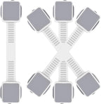 4 Pack Child Safety Cabinet Locks for Baby Proofing, Length Adjustable Latch Straps Dual Button Design for Drawers Fridge Refrigerator Doors Toilet Seat Oven (Grey, 4Pack)