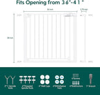 BABELIO Baby Gate for Doorways and Stairs, 36-41" Pet Gate with Wide Walk Thru Door and Lock Indicator, No Drill Pressure Mounted Safety Gate with Double Lock and Self-Closing, White