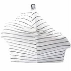 Car Seat Cover Baby – Multi-use Nursing Cover-Up for Breastfeeding, Carseat Canopy Cover, Stretchy Infant Stroller Covers for Boys and Girls (White with Black Stripes)