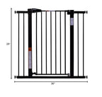 BABELIO 36" Tall Baby Gate, 26-40" Wide Auto Close Pet Gate, Pressure Mounted Metal Dog Gate, Easy-Install No Drilling, No Tools Required, with Wall Protectors and Extension Kits, Black