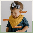 Parker Baby Muslin Bandana Drool Bibs | 100% Soft Muslin Cotton, Absorbent & Adjustable | Stylish Teething & Drooling Bibs