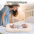 Baby Lounger Play Mat,Baby Lounger for Newborn Tummy Time for Baby in Flat Surface,0° Angle Newborn Lounger Baby Nest for Boys & Girls 0-12 Months(English Apricot)