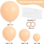 RUBFAC 129pcs Nude Balloons Different Sizes 18 12 10 5 Inch, Boho Beige Apricot Balloon Garland Arch Kit for Party Decoration Gender Reveal Graduation Wedding Anniversary Baby Shower Party Supplies