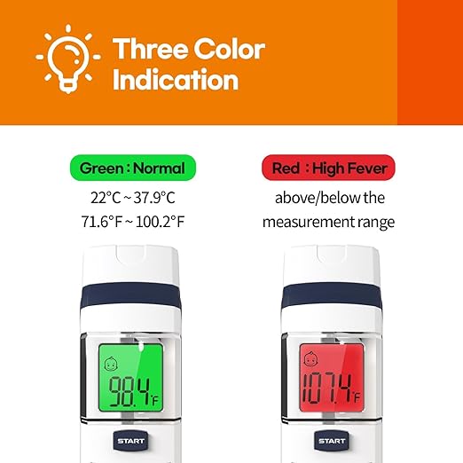 HubiBaby No-Touch Forehead Thermometer, Digital Infrared Thermometer for Adults and Kids, Baby Thermometer with Fever Alarm Fast and Accurate,Ideal for Whole Family (White)