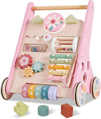 Wooden Baby Walker, Baby Push Walker, Montessori Toddler Walker Toy, Push and Pull Learning Activity Walkers, Baby Walker with Wheels for Boys&Girls 1 Year Old, Baby Walker Push Toy Gifts for Toddler