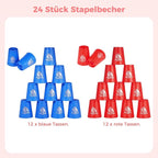yeesport 24 Pcs Sport Stacking Cups, Sport Training Game for Challenge Competition, Plastic Stacking Cups, Classic Family Game for Kids and Adults, Blue+Red