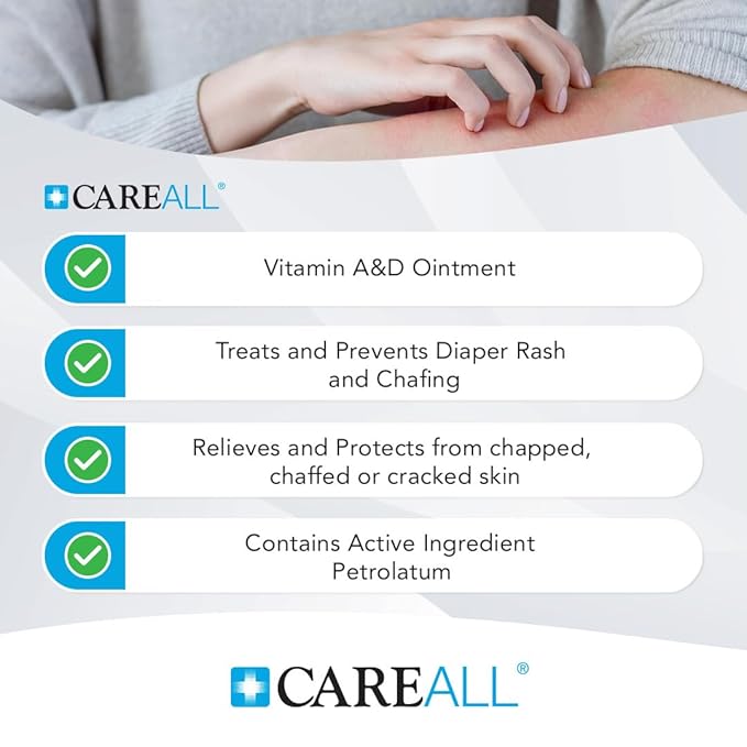 CareAll (6 Tubes) 4oz Vitamin A&D Ointment Treats and Prevents Diaper Rash, Seals out Wetness. Protects and Relieves Dry Cracked Skin, Minor Cuts, Scrapes and Burns
