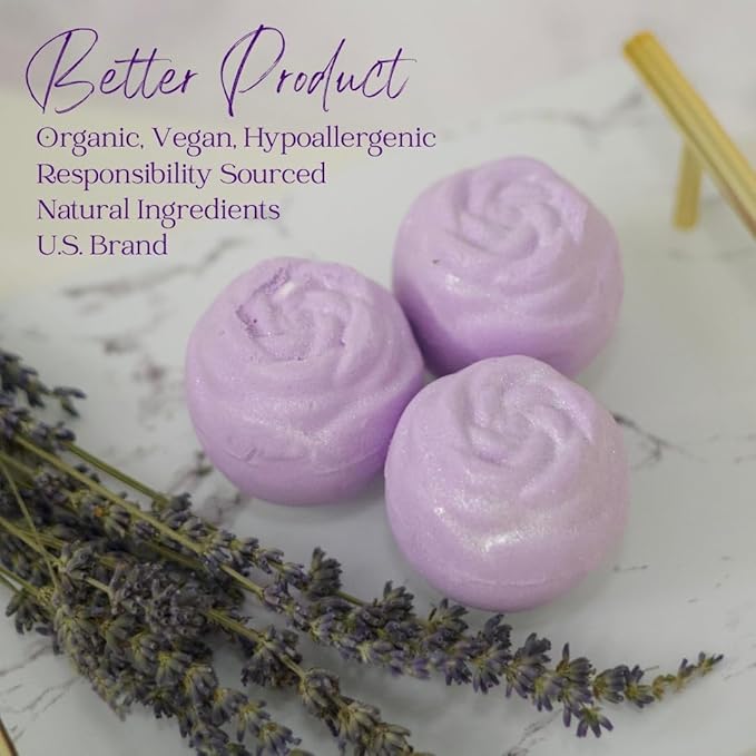 EvolutionUSA Lavender Dreams Bath Bombs for Women, 12 Organic Flower Bath Bombs, Soft Lavender Bath Bombs, Womens Bath Bombs Gift, Lush Bath Bombs for Girls, Relaxing Bathbombs, Bath Balls
