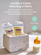Baby Bottle Warmer, Grownsy 10-in-1 Fast Bottle Warmer Accurate Temp Control, with LCD Display, Timer, Defrost, Sterili-zing, Keep 24H, Double Bottle Warmer for Breastmilk& Formula, Heat Baby Food