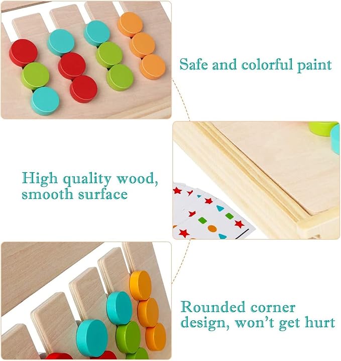 Montessori Preschool Learning Toys for Kids: Wooden Slide Puzzle Board Toys Color Shape Sorting Matching Brain Teasers Education Logic Game Gift for 3 4 5 6 7 Years Old Toddlers Child Boys Girls