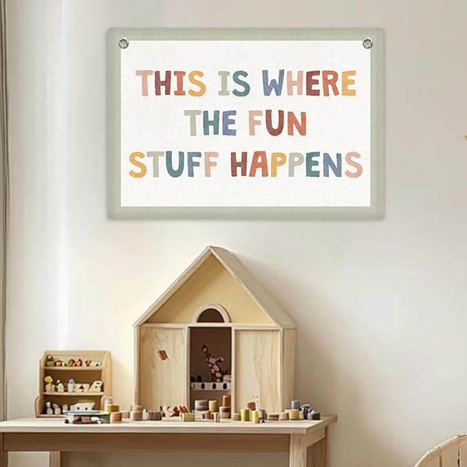 Playroom Decor, Playroom Sign Banner Wall Hanging, Playroom Wall Decor Banner Flag, Checkered Wall Flag Nursery Bedroom Toddler Boy Room Decor Classroom Decorations, Banner for Room