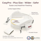 Momcozy CozyPro Nursing Pillow for Breastfeeding - All Around Ergonomic Comfort & Support - Pioneering Safety Fence - Plus Size Wider Feeding Pillow with Lumbar Support for Easier & Healthier Nursing
