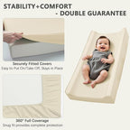 Vegan Leather Changing Pad Cover - 31"X 16" - Waterproof Wipeable, Extra Thick & Portable & Non-Slip Diaper Mat - Fits Standard Changing Tables for Baby Boy Girl (White)