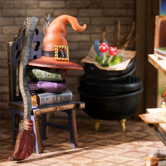 CUTEBEE DIY Dollhouse Miniature Kit, DIY Wooden Dollhouse Kit Miniature House Kit Tiny House Kit, Creative Room Idea (Magic House)
