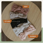 Parker Baby Cable Knit Nylon Headbands 5 Pack | Soft, Stretchy & Comfortable Bows for Girls | Adjustable, Soft to Touch & Knotted Headbands for Baby Girls | Baby Headwraps for Girls | Multiple Colors