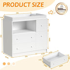 Baby Changing Dresser with Large Tabletop, 3 Drawers, Open Storage Space, and Open Storage Shelf – Ideal Changing Table for Nurseries and Baby Rooms