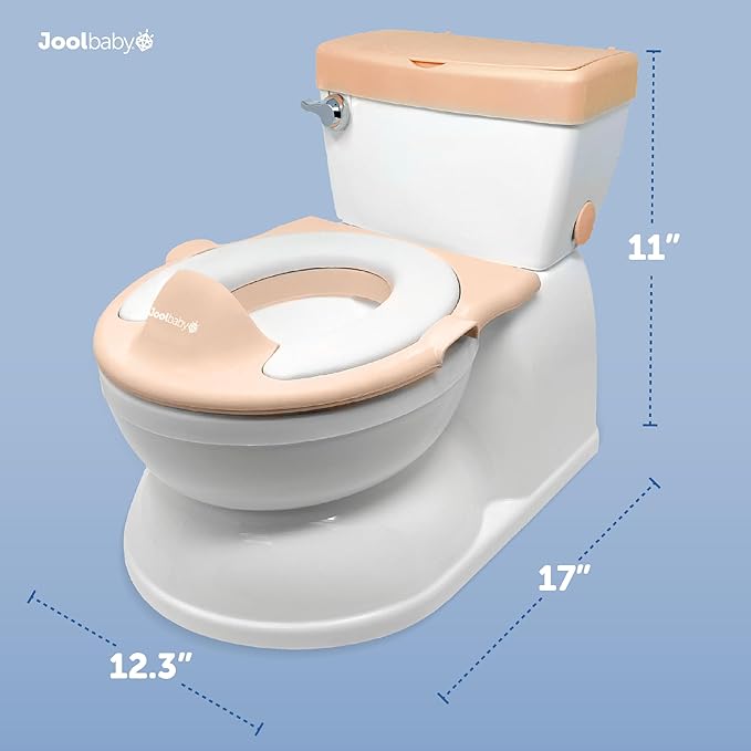 Real Feel 2-in-1 Potty with Wipes Storage, Flushing Sounds & Disposable Liners - Realistic Toilet - Easy to Clean & Assemble - Jool Baby (Pink)