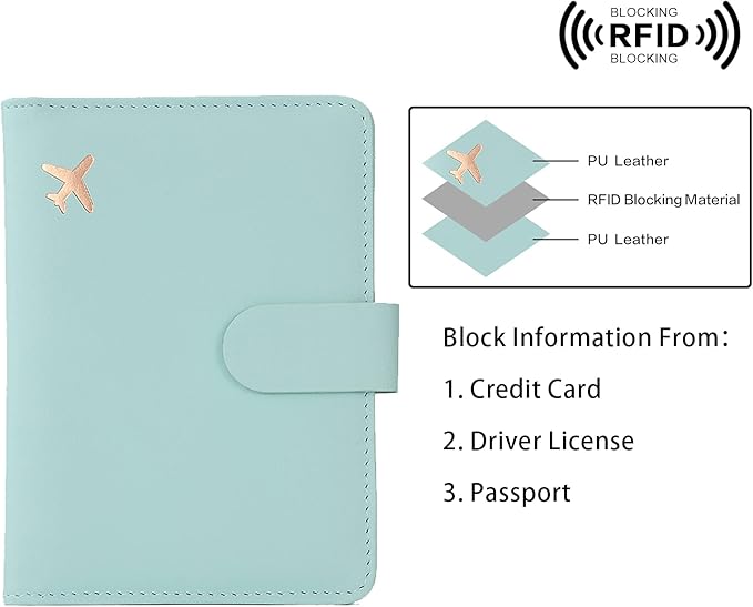 Melsbrinna Rfid Passport Holder for Travel women/Men, Cute Passport Wallet Rfid Blocking Card Slots, Rfid Passport Cover/CaseTravel Wallet, Passport Book Holder (1, Green1)