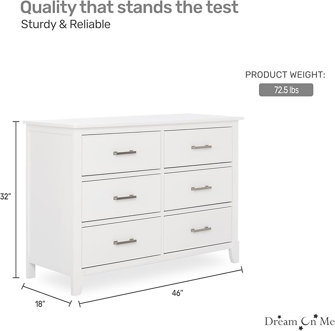 Dream On Me Cleo Double Dresser in White