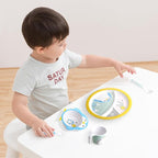 Kids Feeding Set 5 Pcs, Tableware Set for Toddlers Includes Plate Bowl Cup Fork and Spoon Utensil Flatware, Kids Flatware Set Dishwasher Safe, BPA Free (Penguin)