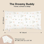 Toddler Pillow with Pillowcase - 10x18 My Little Dreamy Kids Travel Bed Pillows for Sleeping, Organic Cotton Small Pillowcase, Soft & Breathable, Machine Washable, Toddlers 2-5 Years Old (Escapade)