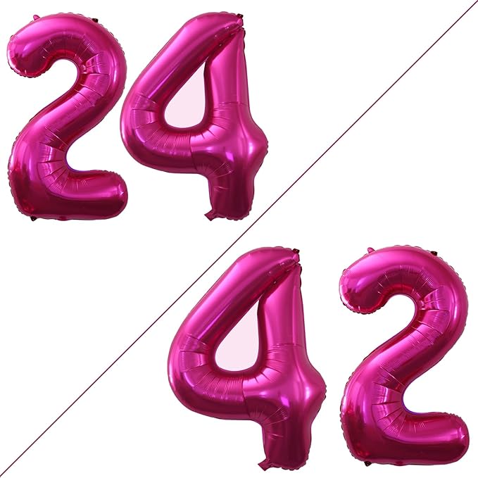 GOER Number 24 Balloons for 24th Birthday Party Decorations,42 Inch Jumbo Foil Helium 42 Balloons for 42nd Birthday Party Decoration (Bright Peach)